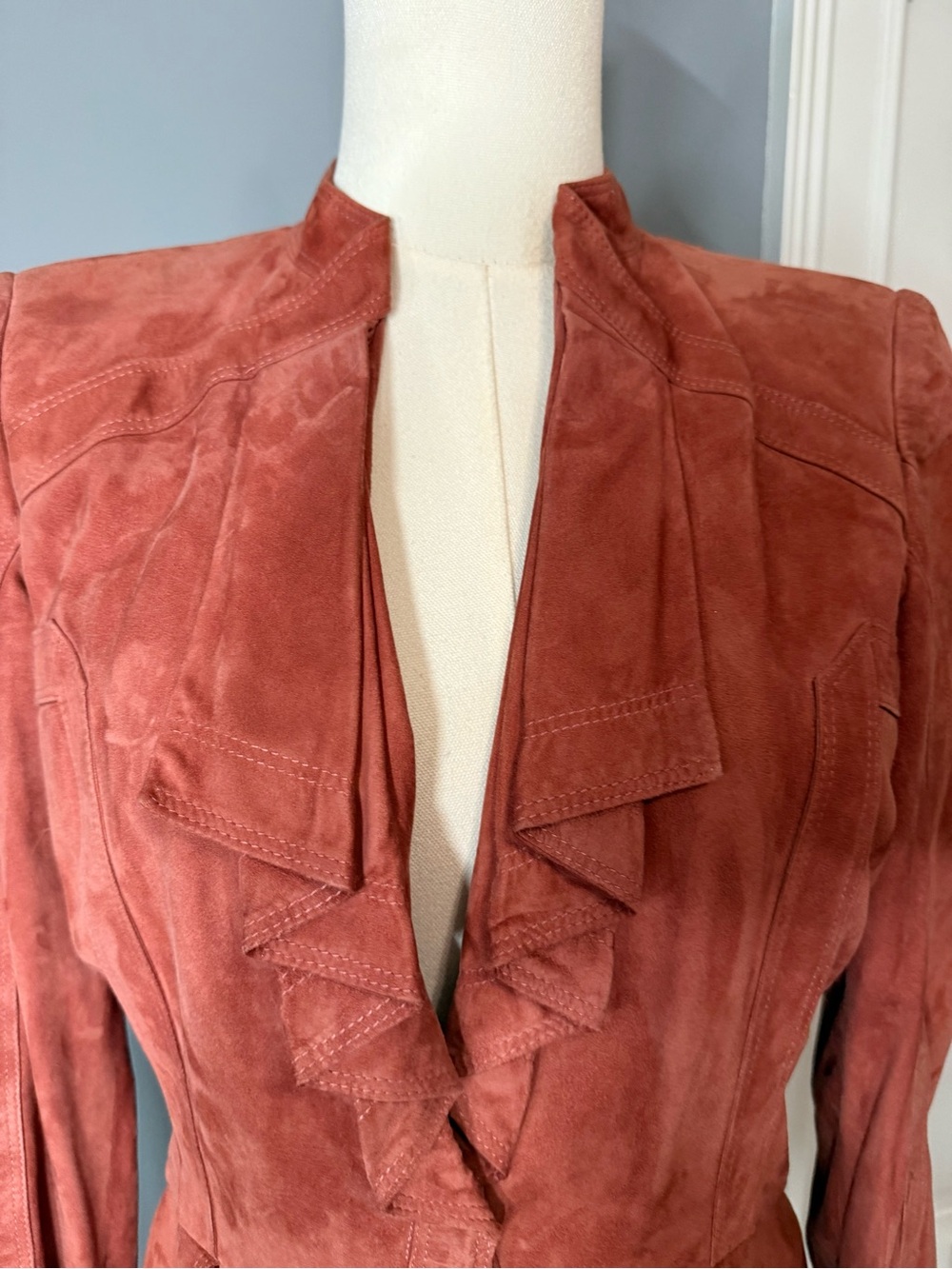 Gucci Leather Ruffle-Front Jacket - Picture 6 of 15
